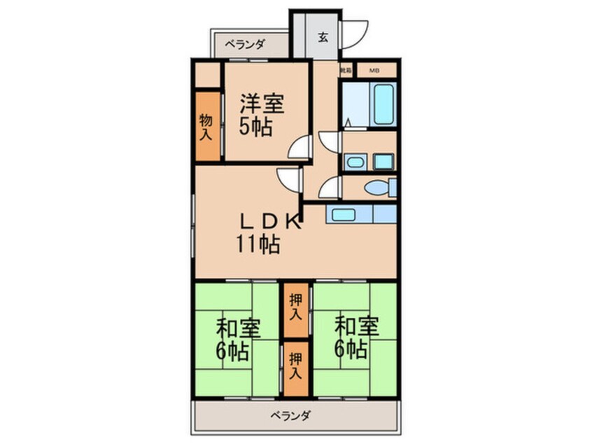 間取図 本多ハイツ長門石