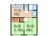 ブルーガーデン 2DKの間取り