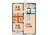 エレア花畑 2LDKの間取り