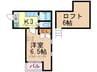 アメジスト大橋壱番館 1Kの間取り