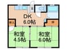 旭コーポ 2DKの間取り