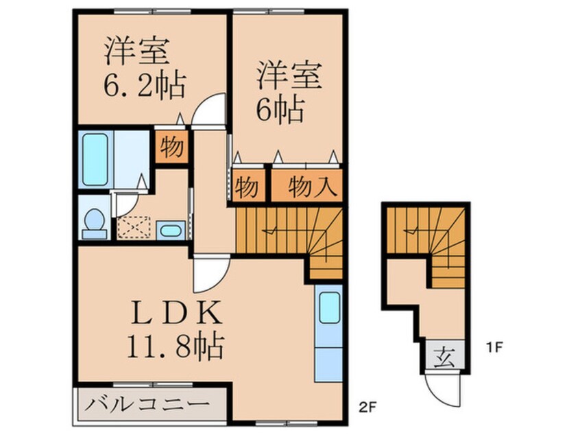 間取図 フォンテ－ヌ南行橋Ｂ