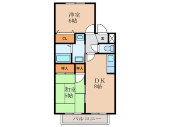 間取図 クレ－ル津福ⅡＥ棟