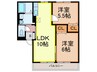 フェロー中鶴 Ｂ棟 2LDKの間取り