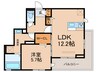 仮)ラコルト板付 1LDKの間取り