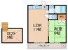 シティベールアマノ御笠川 1LDKの間取り