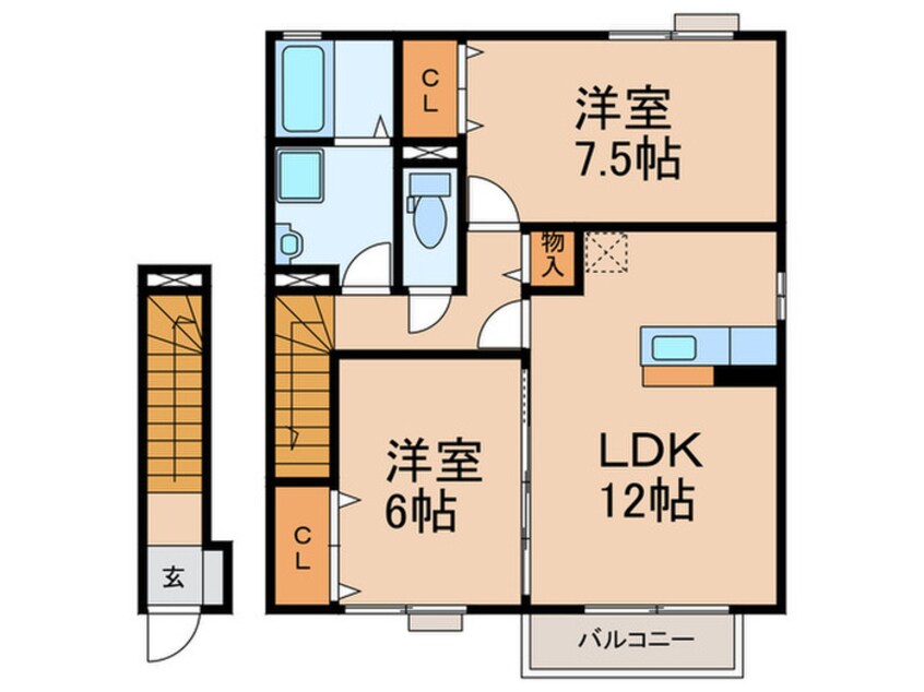 間取図 フォンティ－ヌ清水Ｂ棟