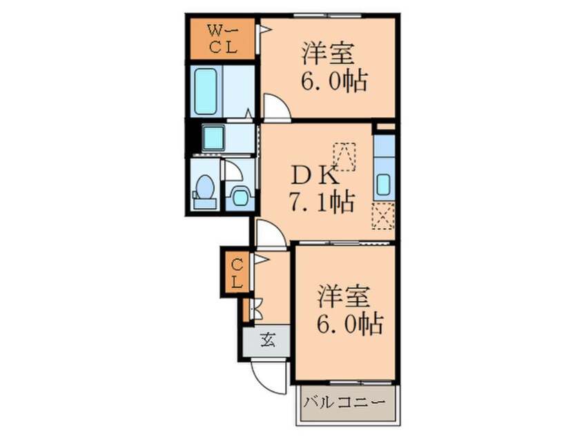 間取図 ブリ－ゼ・川宮Ⅱ
