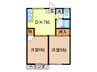 プレジ－ル青木Ｂ棟 2DKの間取り