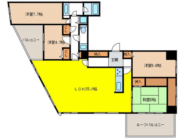 間取り図 ﾈｸｻｽｼｰｻｲﾄﾞ百道2号棟（1001）