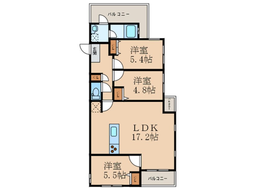 間取図 ニュ－ガイアソラ－レ葛原