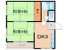 シャトレ小松 2DKの間取り
