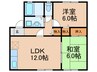 セジュ－ルクレストＢ棟 2LDKの間取り