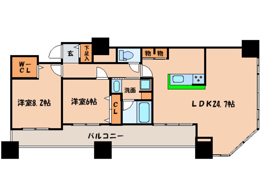 間取図 ＫＤＸﾚｼﾞﾃﾞﾝｽ大濠ﾊｰﾊﾞｰﾋﾞｭｰﾀﾜｰ