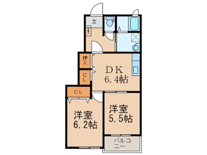 間取図 メイユ－ル北泉Ⅱ－Ｂ棟