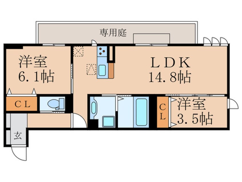 間取図 フース　ヒュッゲ行橋　A棟