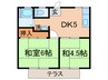 河本ハイツ 2DKの間取り