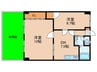 コスモハイツ 2DKの間取り