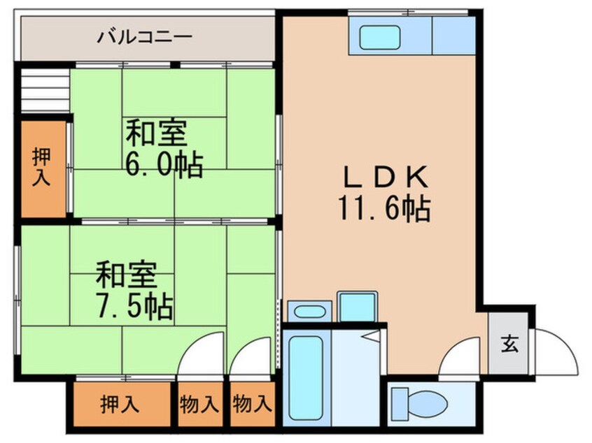 間取図 ロ－ド黒崎