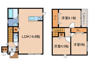 間取図 仮)サンラプロ永犬丸南Ａ棟