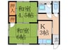 宮西アパートＢ棟 2Kの間取り
