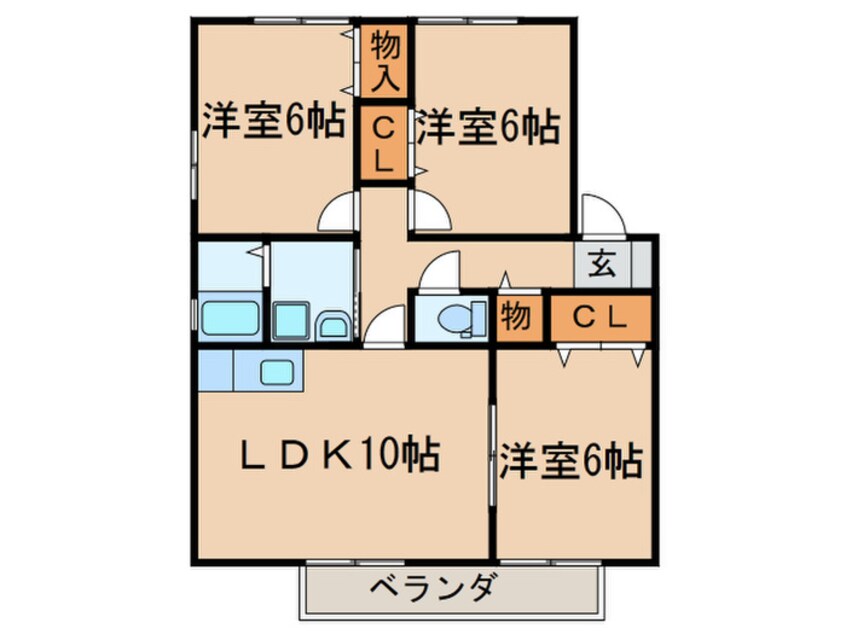 間取図 ラフィ－ネ水巻Ｂ