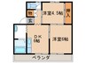 ヴィラナリー中間2号棟 2DKの間取り