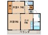 ヴィラナリー中間2号棟 2DKの間取り