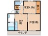 ヴィラナリー中間2号棟 2DKの間取り