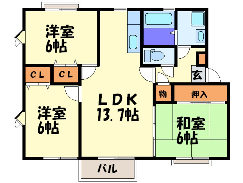 間取図 シャンブル三浦Ｂ