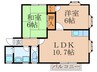 コーポタツフジ 2LDKの間取り