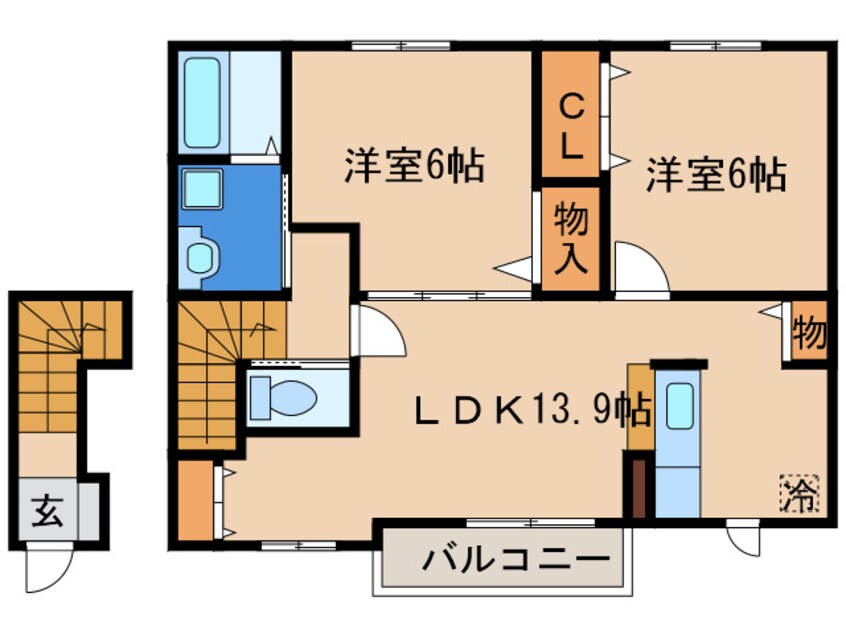 間取図 エステートまがり川２１