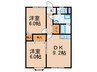 コ－ポ高田 2DKの間取り