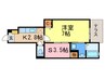ソレイユ本城 1SKの間取り