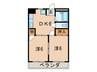 シャトレ別院Ⅲ 2DKの間取り