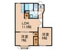 ラシーヌ弐番館 2LDKの間取り