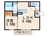 カズコート 1LDKの間取り
