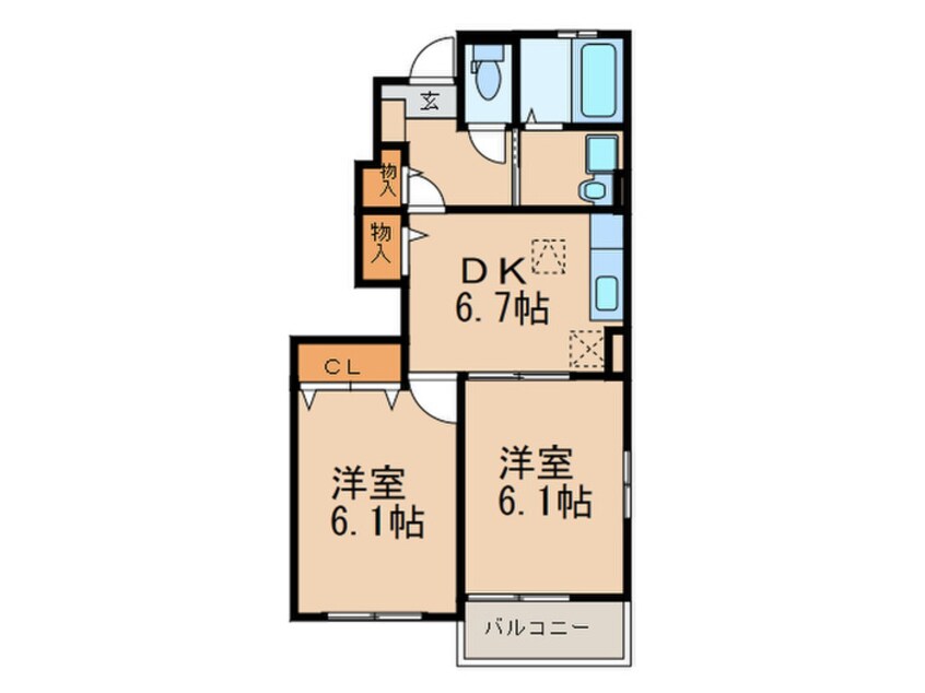 間取図 ヒルズ上弓削Ｃ