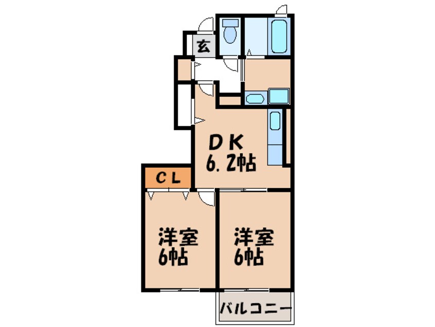 間取図 ヒルズ上弓削Ｂ