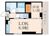 Ariga10　D棟 1LDKの間取り