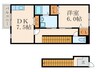 ソレジオ頃末 1DKの間取り