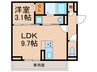 パークハイム上津 1LDKの間取り