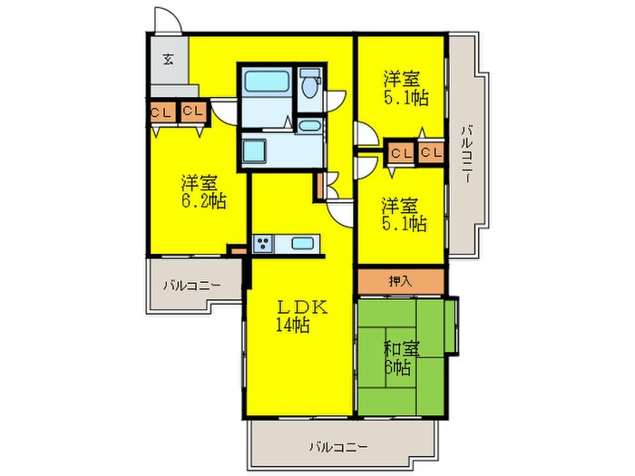間取り図 スカイハイツ南福岡（204）