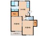 第2ローズ21　A棟 2DKの間取り