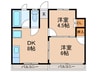 第一名山ビル 2DKの間取り