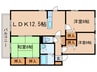レシェンテ徳力Ｂ棟 3LDKの間取り