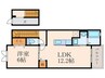 ランドコア陣山 1LDKの間取り