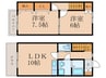 エコー倶楽部蒲生Ⅱ 2LDKの間取り