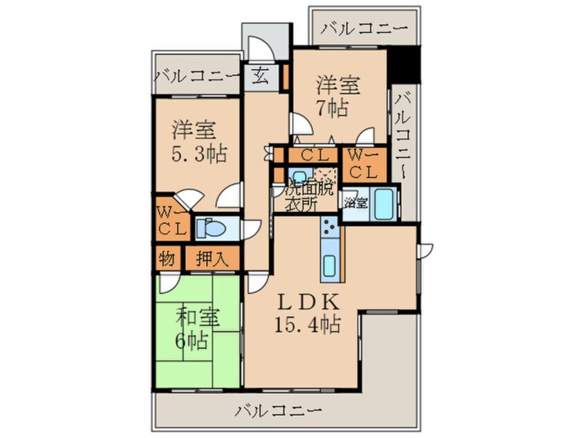 間取図 ｻﾝｸﾞﾚｰﾄ博多駅東ﾘﾊﾞｰｼﾞｭ(703)