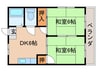 シャトレ松尾 2DKの間取り